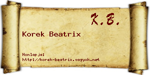 Korek Beatrix névjegykártya